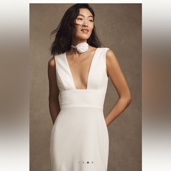 BHLDN Dresses & Skirts - Wtoo by Watters Chloe Sleveless Plunge Crepe Column Wedding Gown